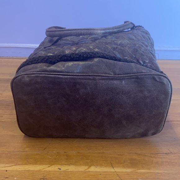 Quilted faux fur brown Big Buddha Santa Barbara women’s Handbag - Picture 7 of 14